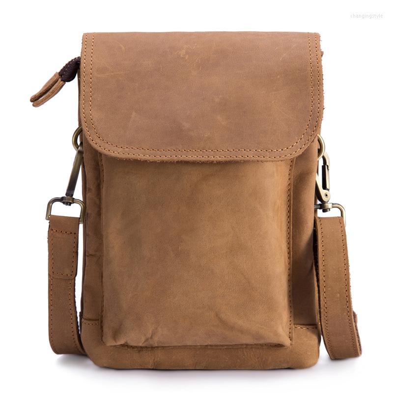 

Waist Bags Bag Men Fanny Bum Hip Leg Pack Genuine Leather Male Multi-function Men's Messenger Shoulder Cross Body Small Flap 2023, Dark brown