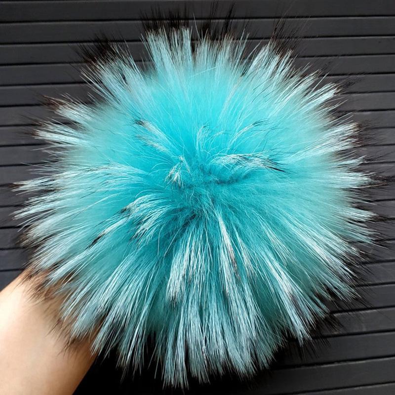 

Berets 15-16cm Fur Raccoon Pom Huge Pompoms Turquoise Poms Real Pompom For Hat Beanie Holiday Gifts, Dark green
