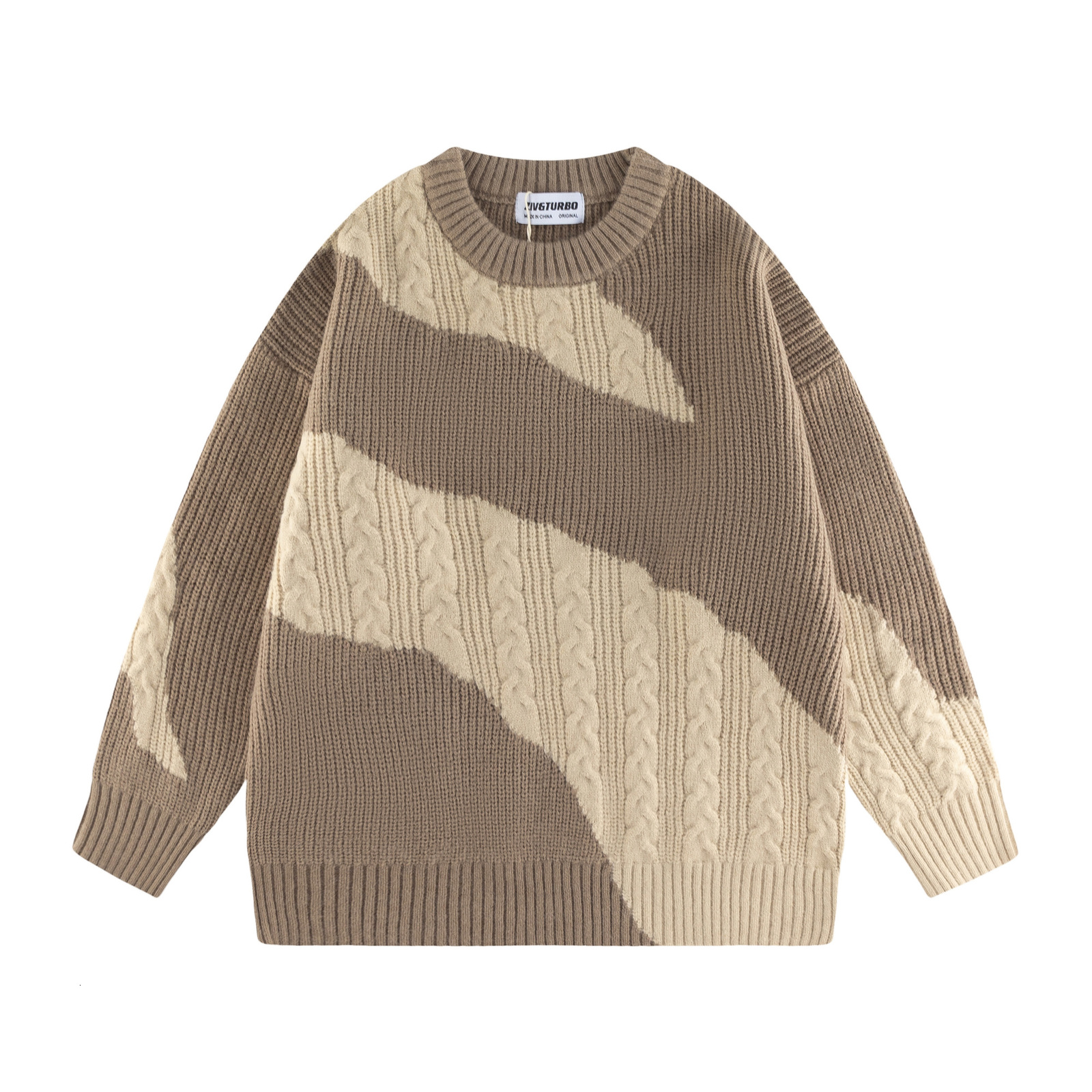 

Men's Sweaters Jaykoo Contrast Irregular Design Knit Sweater 230203, Khaki