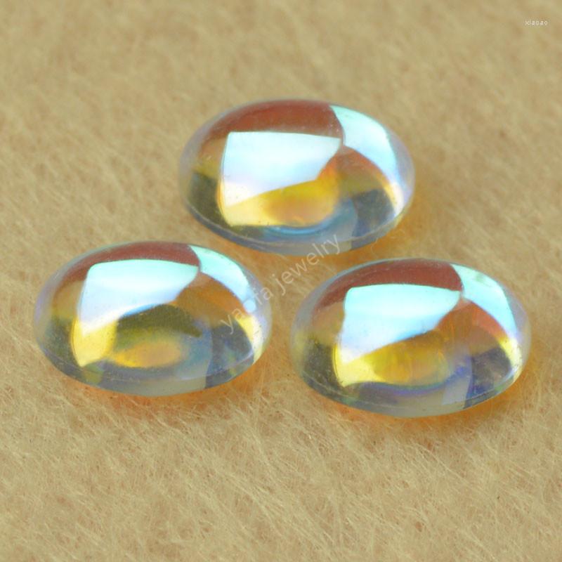 

Beads Sale 3x5-10x12mm AB Color Synthetic Glass Gems Cabochon Flat Back Loose Oval Cut Magic Stone For Jewelry Making