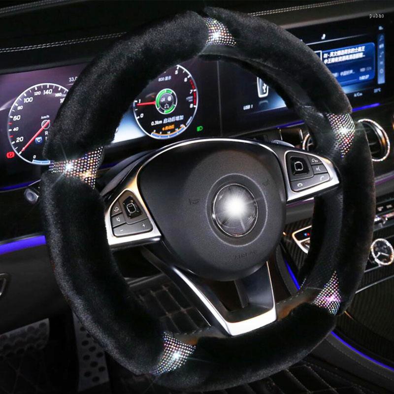 

Steering Wheel Covers Crystal Winter Plush Auto Car Creative Diamond Handlebar Cover Fit For Women Ladies Girls Accessories