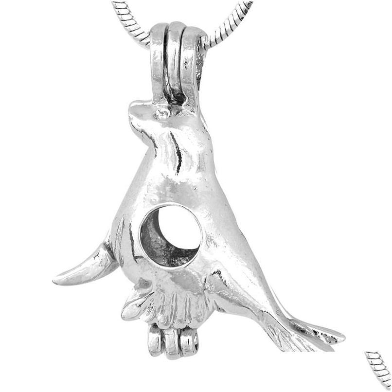 

Pendant Necklaces New Animal Shape Unique Minimalist Sliver Jewelry Beautif Gift Sea Dog Freshwater Cage For Great Women P85 Drop De Dhyyr