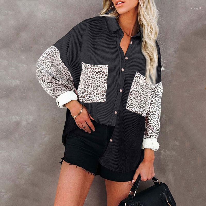

Women' Jackets 2023 Autumn Leopard Corduroy Jacket Women Loose Coat Overshirt Female Winter Shirt For, Beige