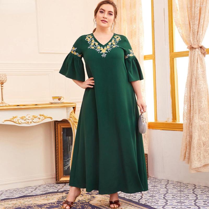 

Ethnic Clothing XL-4XL Muslim Dress Women Abaya Loose Ramadan Robe Femme Musulmane Embroidered Abayat Kaftan Caftan Marocain Abayas