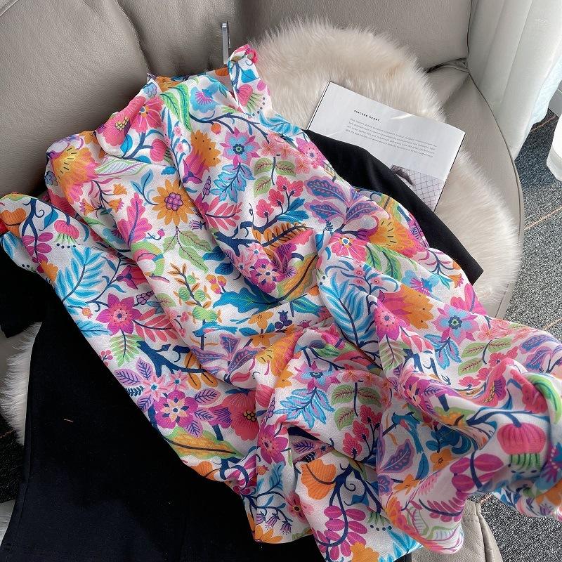 

Scarves 2023 Fashion Brand Lovely Floral Tassel Viscose Shawl Scarf Ladies Soft Pashmina Hijabs And Wraps Foulard Muslim Sjaal 180 90Cm