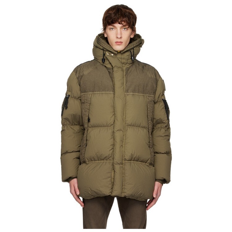 

Men Downs Coats Nylon Badge Green Down Long Sleeve Jacket for Winter Parajumpers