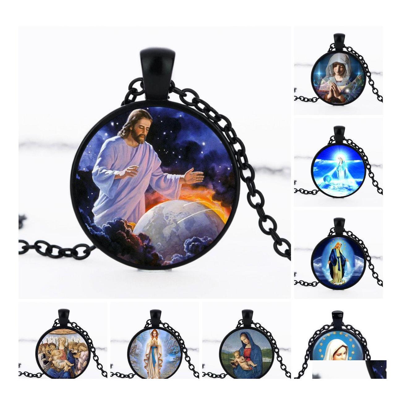 

Pendant Necklaces Statement Virgin Mary Pure Necklace Christian Stainless Steel Jewelry Black Vintage Religious Jesus Chains Drop De Dhstv