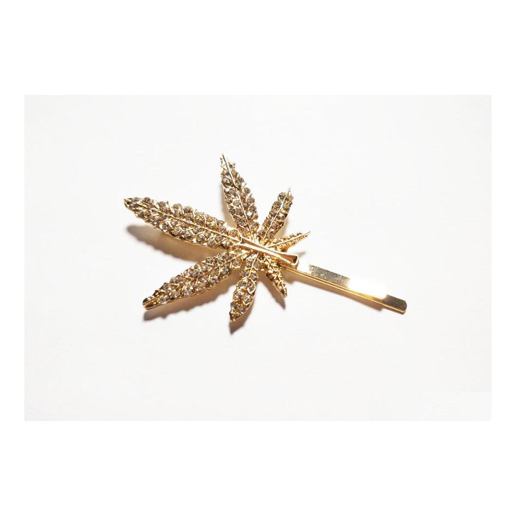 

Hair Clips Barrettes Europe Fashion Jewelry Rhinstone Maple Leaf Barrette Hairpin Clip Bobby Pin Single Piece Accessories Drop Del Dhvr3