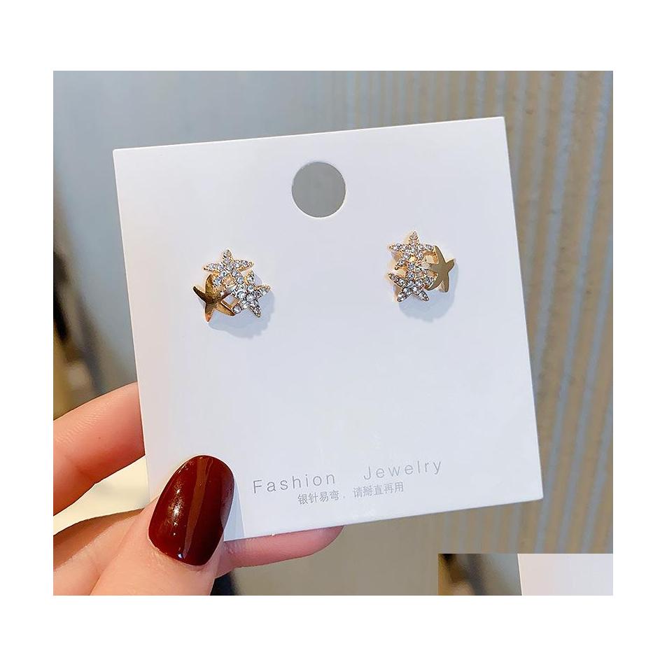 

Stud Fashion Jewelry S925 Sier Post Earrings Cute Rhinstone Stars Drop Delivery Dhgoh