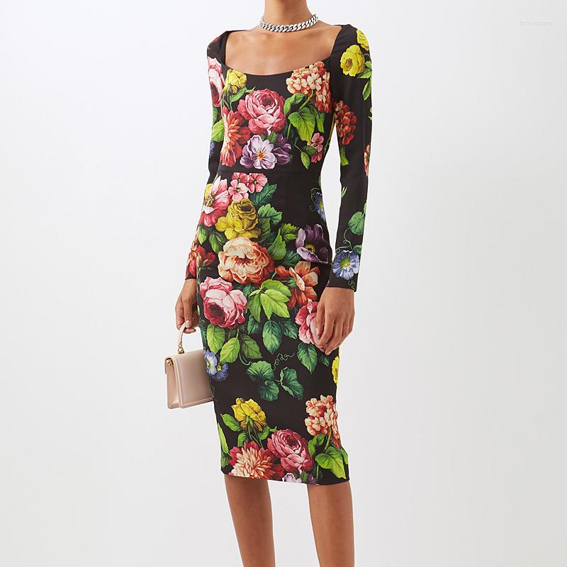 

Casual Dresses Elegant Women' For Party 2023 Fashion Print Evening Dress Long Sleeved Clothing Clearance, Black