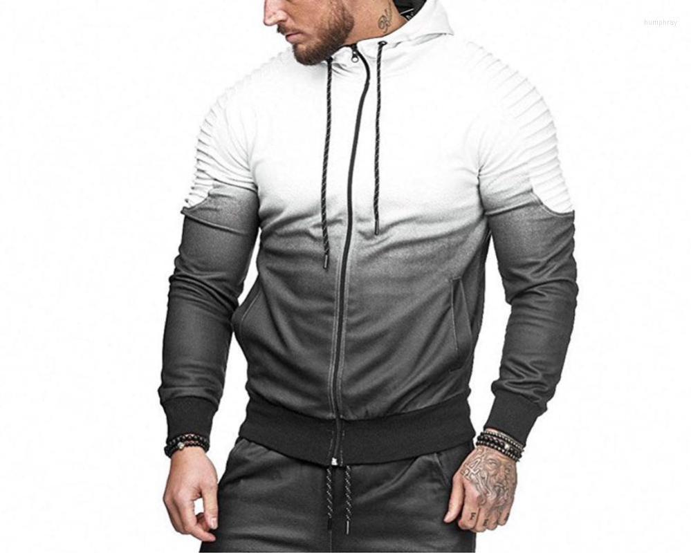 

Men's Hoodies Men Of Fund 2023 Autumn And Winter Leisure Sport Coat Euramerican Style Stripe Fold 3 D Printing Gradient Male, Blue