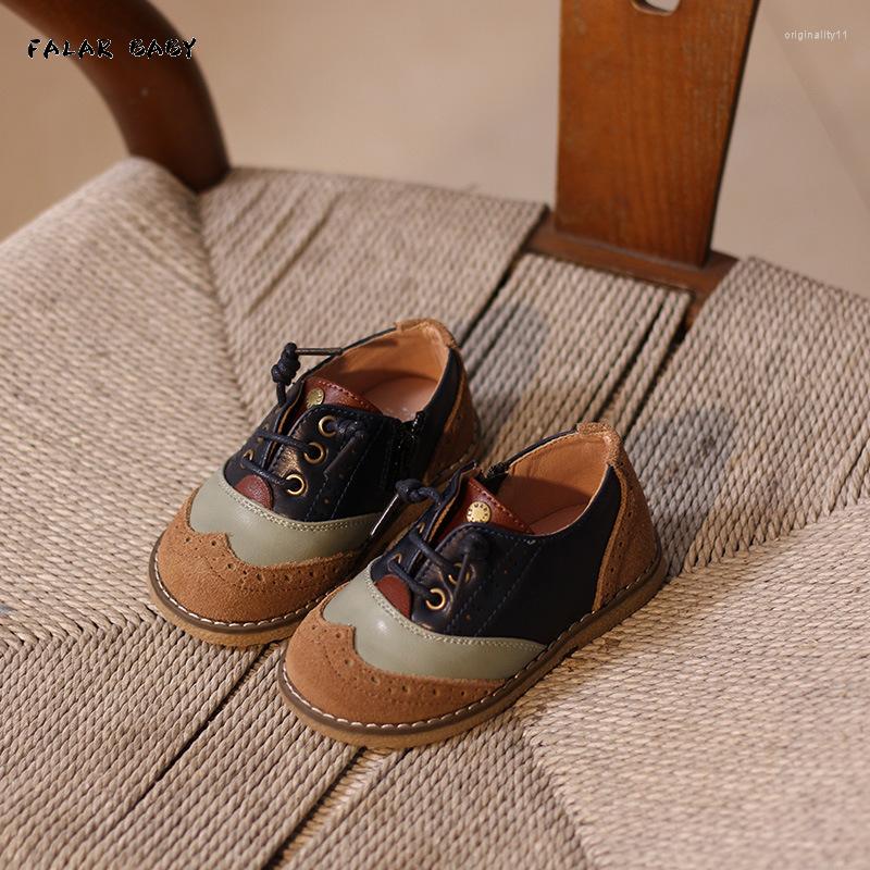 

Athletic Shoes British Style Children's Casual Kids Boys Girls Single Blue Pink Color PU Leather