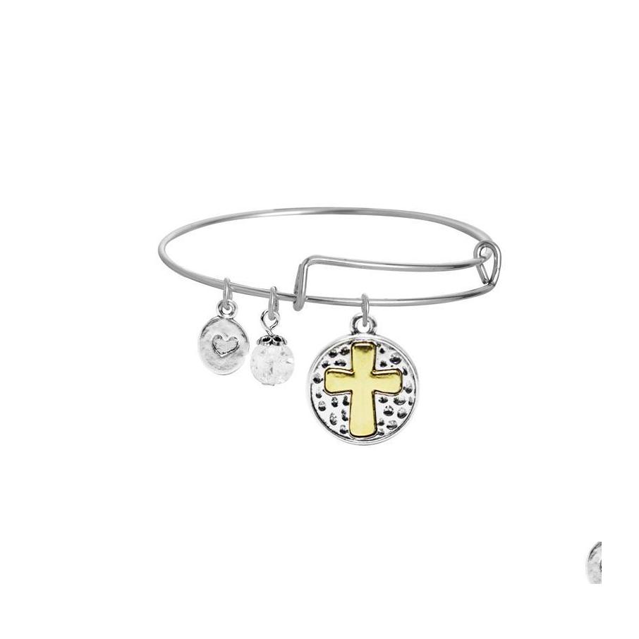 

Bangle Fashion Cross Expandable Wire Bracelet For Women Adjustable Charm Designer Jewelry Drop Delivery Bracelets Otrrc