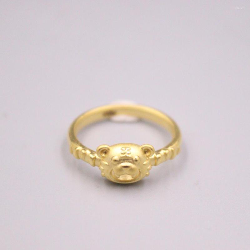 

Cluster Rings Authentic 999 24K Yellow Gold Tiger Head Ring 3D Craft US Size 5 6 7 8 Available