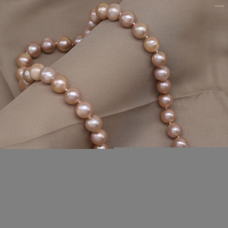 

Chains Natural Freshwater Pearl Necklace Round Beads Pink For Woman Engagement Wedding Banquet Charm Jewelry 10-11mm
