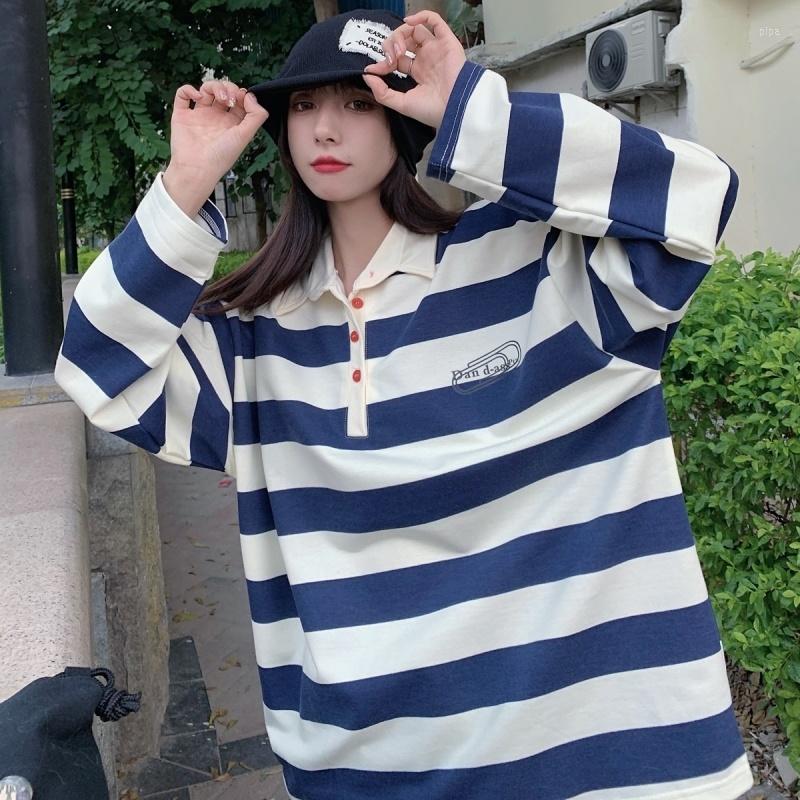 

Women's Polos S Style Stripe Polo Collar Top Set, And white strips