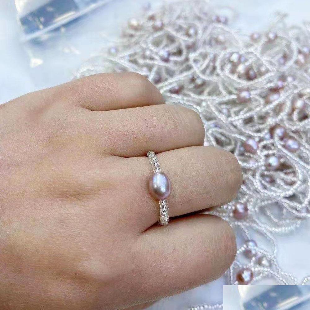 

Solitaire Ring Freshwater Ctured Single Oval Pearl Handmade Plastic Bead Stretch With Rice 78Mm Love Wish Best Gift For Women Drop D Dhuxm