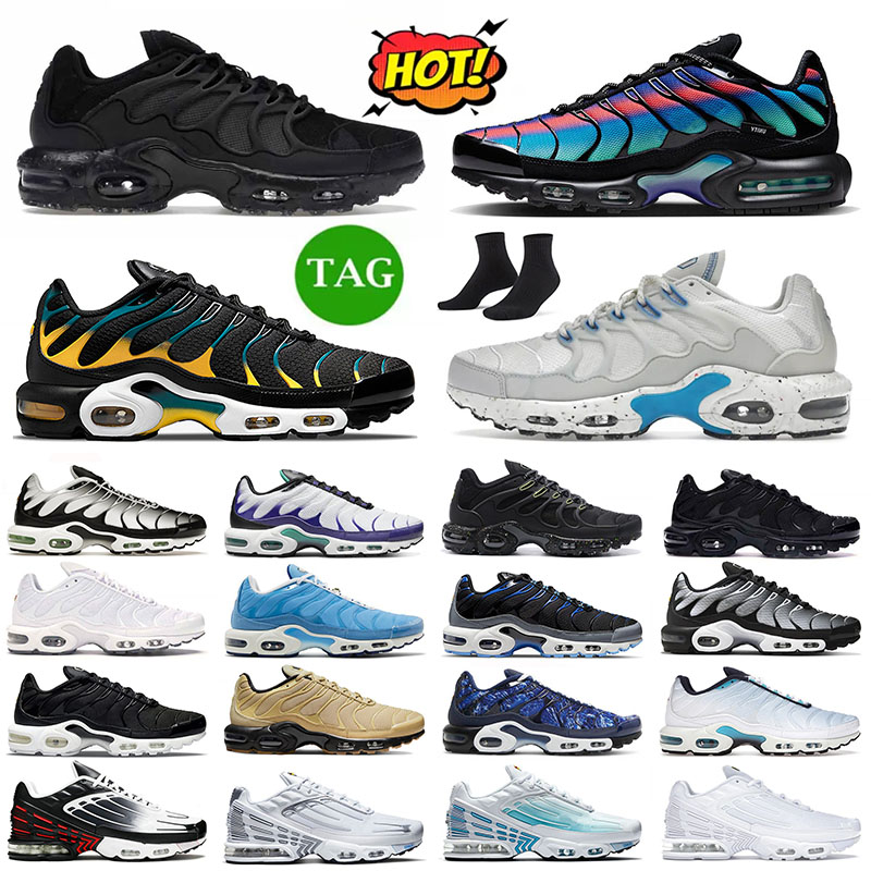 

tn plus 3 terrascape men women running shoes Unity Triple Black White Royal Grey University Blue Laser Blue Wolf Grey tns mens trainers outdoor sneakers, 40-46 black teal yellow