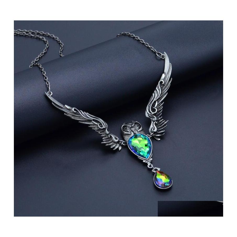 

Pendant Necklaces Animal Owl Necklace Unisex Women Big Crystal Metal Alloy Sier Color Long Chain Statement Drop Delivery Jewelry Pend Dhmwa