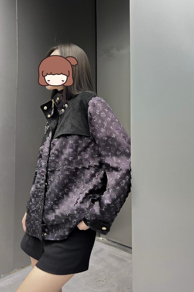 

Women' 23 flower pattern stand collar jacket jacket machine fur panel lapel design 202, Customize