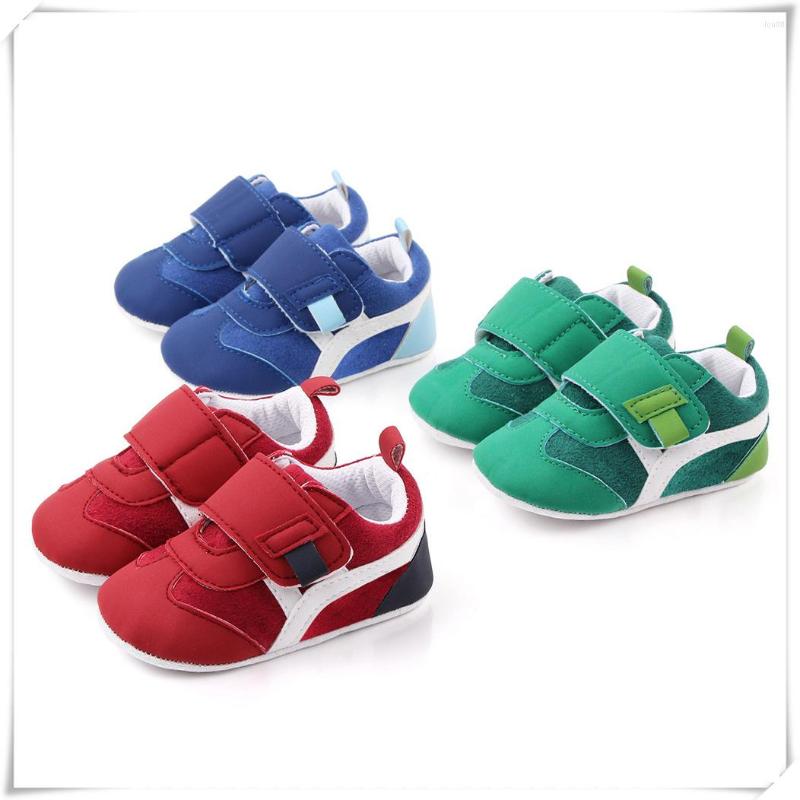 

First Walkers Sport Style Baby Shoes Girl Boy Unisex PU Leather Rubber Sole Non-slip Hook Loop Infant Toddler Fashion Moccasins, Picture in kind b