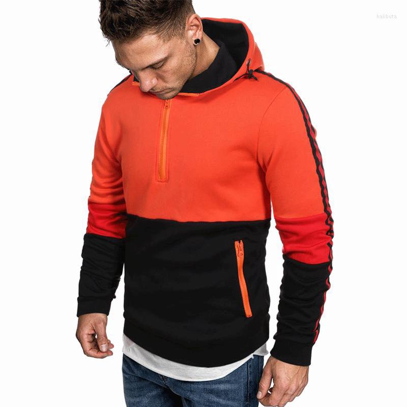 

Men's Hoodies QRWR 2023 Casual Personality Zipper Hoodie Fashion Loose Patchwork Sweatshirt High Quality, 03