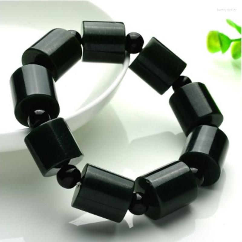 

Link Bracelets Natural Hetian Jade Lu Tong Beads Bracelet Jewelry Lucky Safety Auspicious Amulet Fine