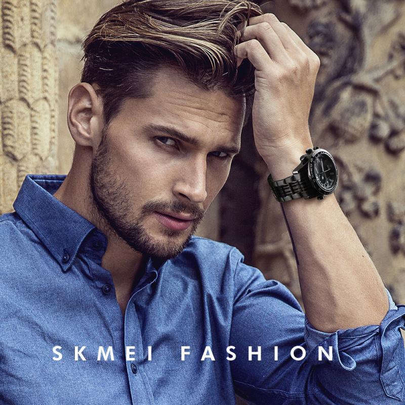 

Wristwatches Multifunction Electronic Stainless Steel Strap Double Time Sport Watches Dual Display All-match Vintage Digital, As shown