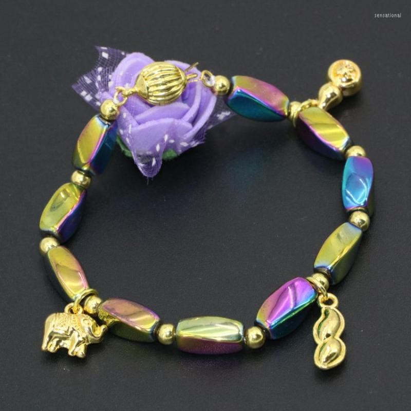 

Strand Design Gold-color Spacer Multicolor Twist Tube Barrel Hematite Beads 6 13mm Jewelry 7.5inch B2718