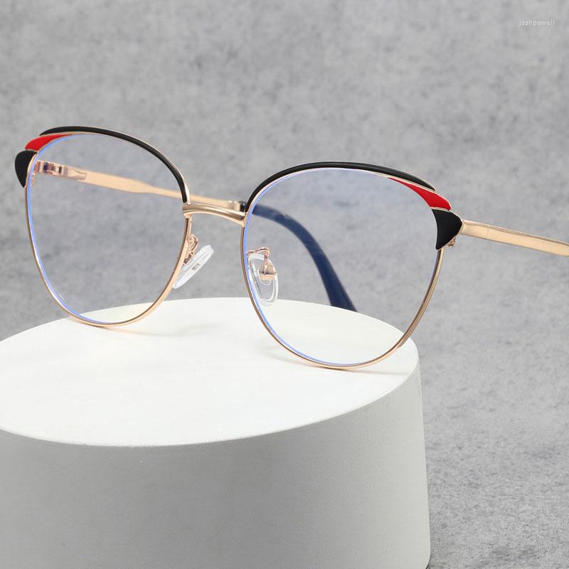 

Sunglasses Round Cat Eye Metal Anti Blue Light Optical Eyebrow Glasses Frames Women Retro Fashion Computer Eyeglasses
