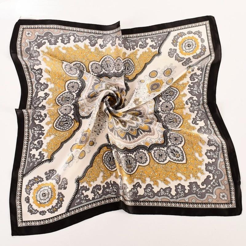 

Scarves 70CM Square Geometric Print Ladies Fashion Art Satin Silk Scarf