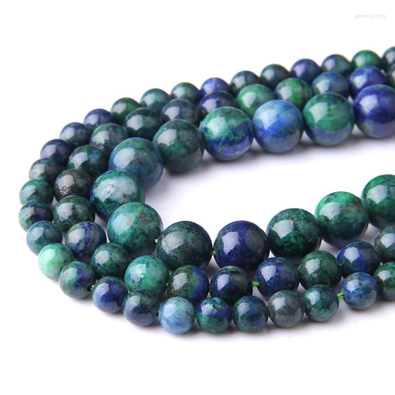 

Beads 15.5" Natural Stone 4 6 8 10 12mm Round Polished Lapis Lazuli Malachite Amazonite Fluorite Loose DIY Jewelry Making