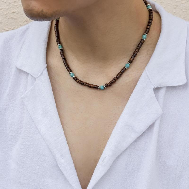 

Choker Small Wooden Beads Chains Short Necklace Men Trendy Charms Beaded Collar 2023 Fashion Jewelry Accessories Neck Male Gifts