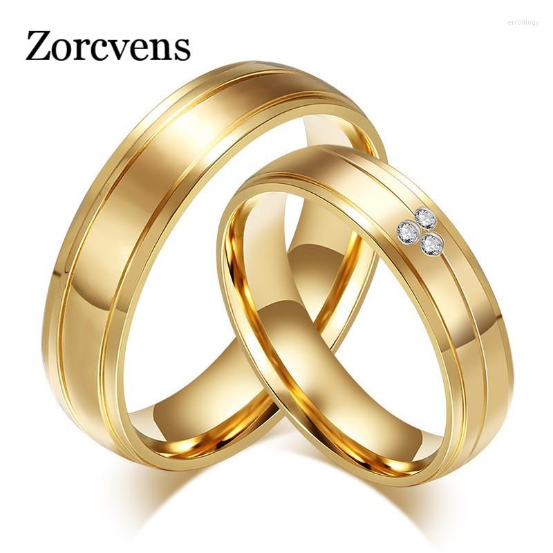 

Wedding Rings KOtik Fashion Couple Ring 316l Stainless Steel Engagement Jewelry Gold-color For Women