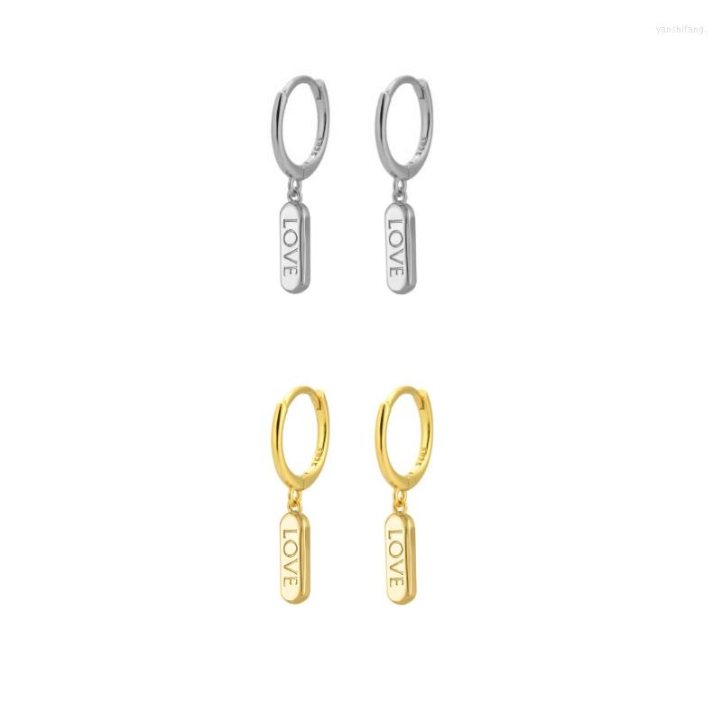 

Hoop Earrings Glossy Lettering LOVE Pendant Drop Earring For Women Loops Circle Clips Rock Punk Jewelry Pendientes Accessories Aretes