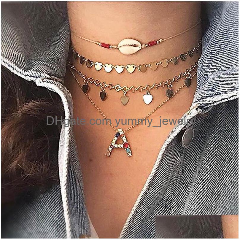 

Pendant Necklaces Initial 26 Letter Necklace For Women Cz Cubic Zirconia Name Mticolor Fashion Rainbow Jewelry Iniciales Drop Delive Dhqed