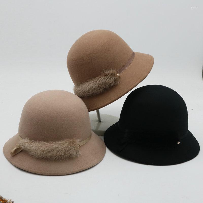 

Berets 2023 Fashion Vintage Women Hat Wool Topper Fall And Winter Large Brimmed Cap Beach Winters Hats For, Black
