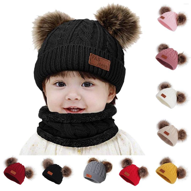 

Hats Infant Baby Girls Boys Hat Winter Warm Thicken Solid Pompom Knitted Cap Children Beanie Bonnet Casquette Enfan#fs