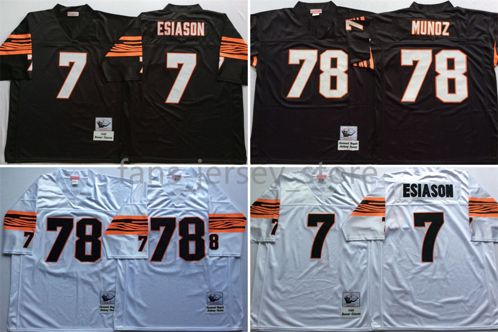 

Vintage Football Jerseys 78 Anthony Munoz 7 Boomer Esiason Stitched Shirts Mens Black, Same as picture