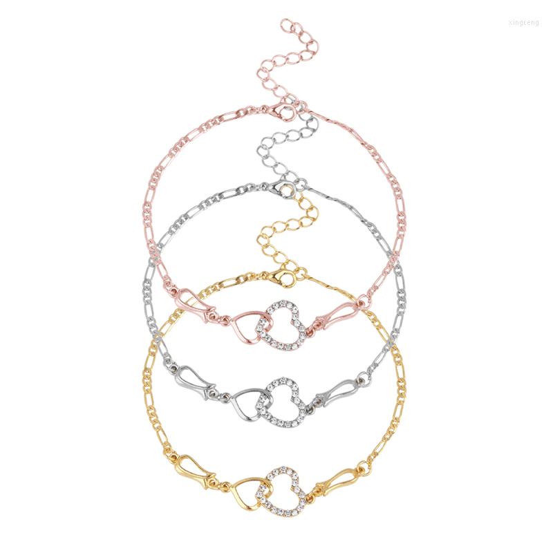 

Anklets Doreen Box Anklet Heart Cubic Zirconia Gold Silver Color On Foot Ankle Bracelets For Fashion Women Leg Jewelry 25cm Long 1 PC