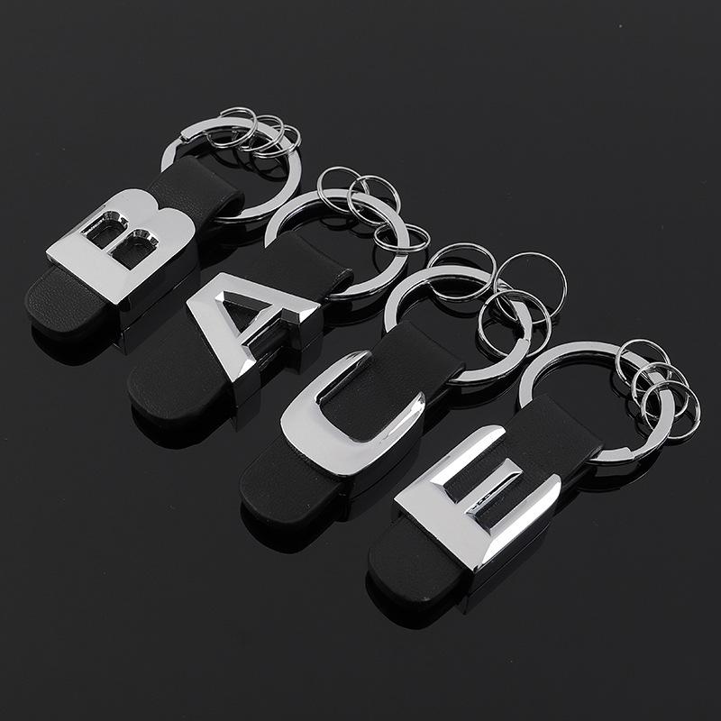 

Keychains Car Grade ABCE Letter Keyring For Cars Lucky Number Leather Keychain Made Of High-grade And Alloy Bag Birthday Gifts