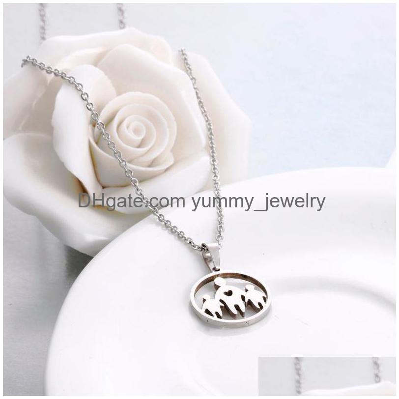 

Pendant Necklaces 1Pc Fashion Stainless Steel Necklace Family Love O Chain Chokers For Sisters Friends Lucky Gift Drop Delivery Jewe Dhcdt