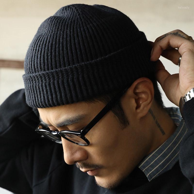

Berets Wool Knit Tight-fitting A4 Watch Cap, Black