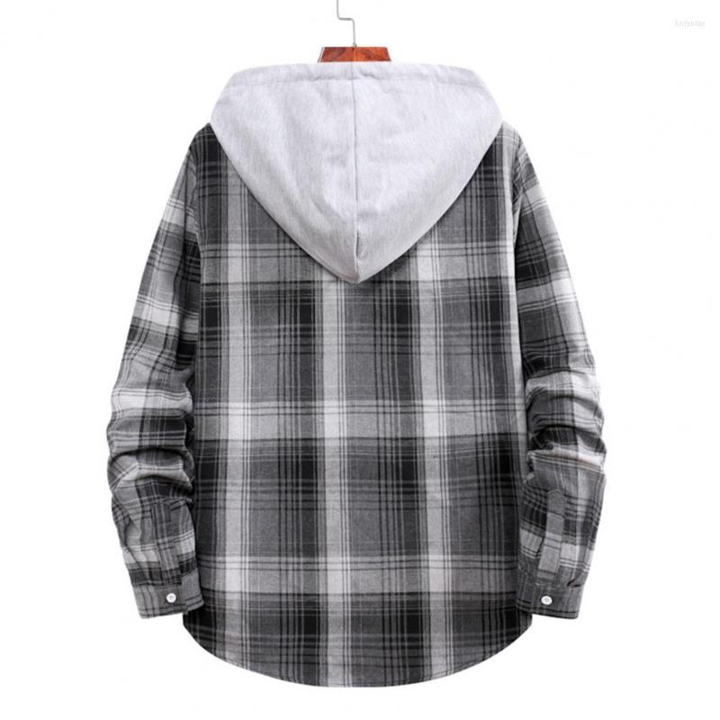 

Men' Casual Shirts Stylish Men Spring Autumn Plaid Print Patchwork Color Loose Jacket Shirt Outerwear Colorfast Workwear, Blue