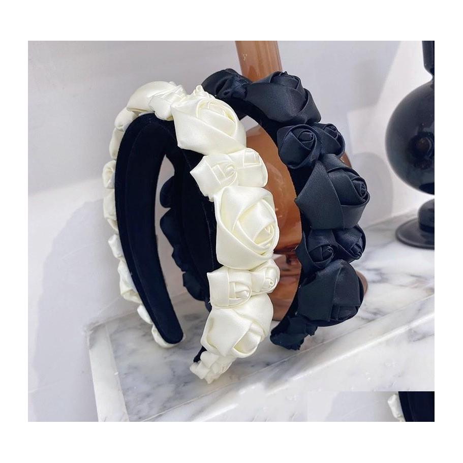 

Headbands Fashion Hairband For Women Big/Small Rosework Headband Top Quality Flower Turban Hair Accessories C3 Drop Delivery Jewelry Dhb8M