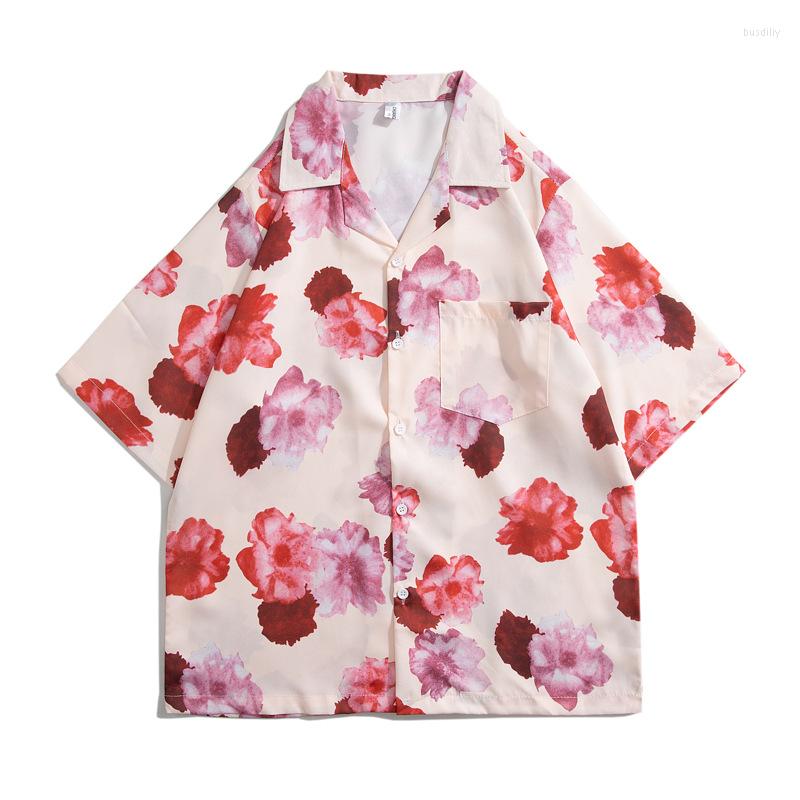 

Men's Casual Shirts Mens Hawaiian Flower Short Sleeve Regular Fit Floral Beach Unisex Summer Fashion Vintage Blouses Tops, Pink