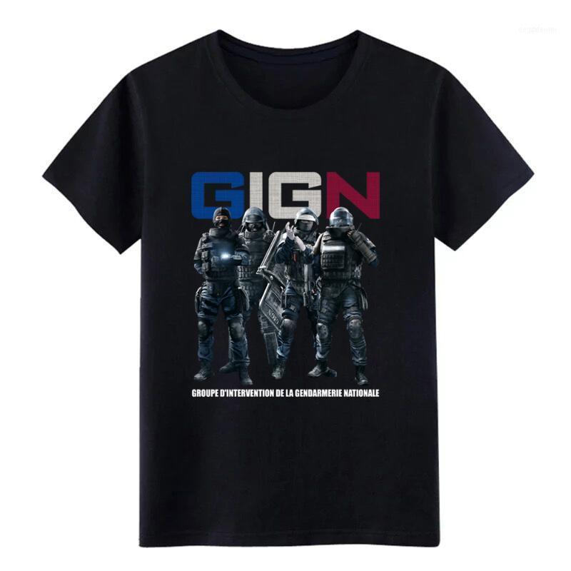 

Men' T Shirts Gign Gendarmerie Nationale Fitted Cottonpoly Shirt Men Personalized Short Sleeve Round Collar Crazy Humor Spring Autumn Tsh, Black