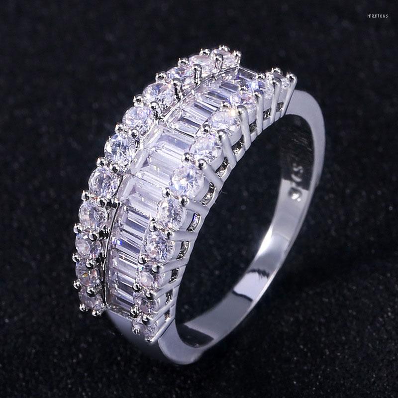 

Wedding Rings Zircon Stone Silver Color Band For Women Engagement Fashion Jewelry 2023