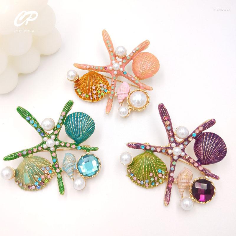 

Brooches Alloy Rhinestone Pearl Brooch Creative Gift Ocean Series Girl Cute With Jewelry