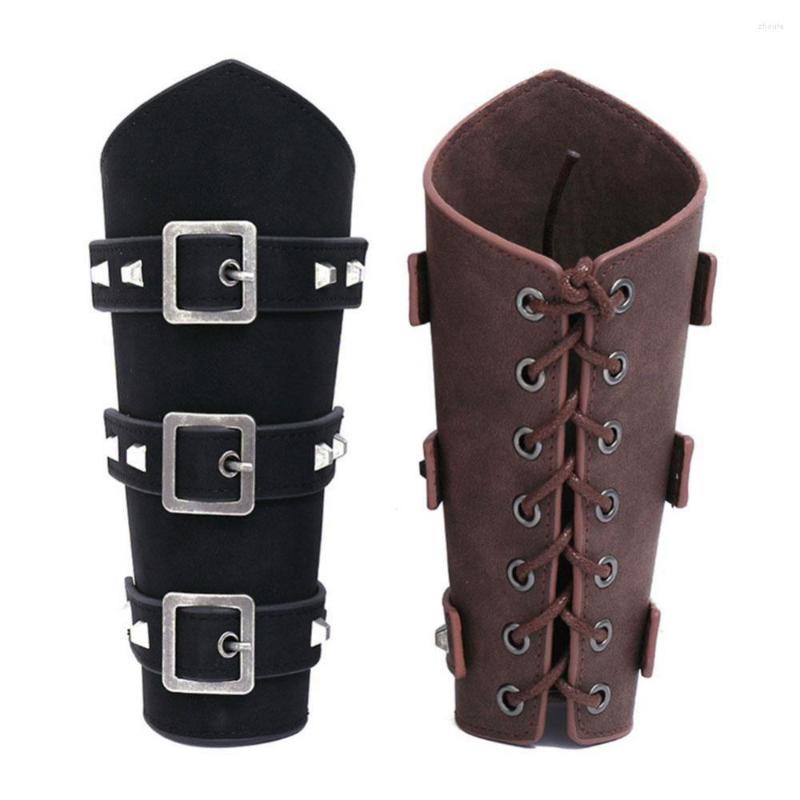 

Bangle Punk Hip Hop 1Pc Cosplay Leather Armor Arm Viking Bangles Pirate Knight Gauntlet Wristband Bracer Accessories Men's Bracelet